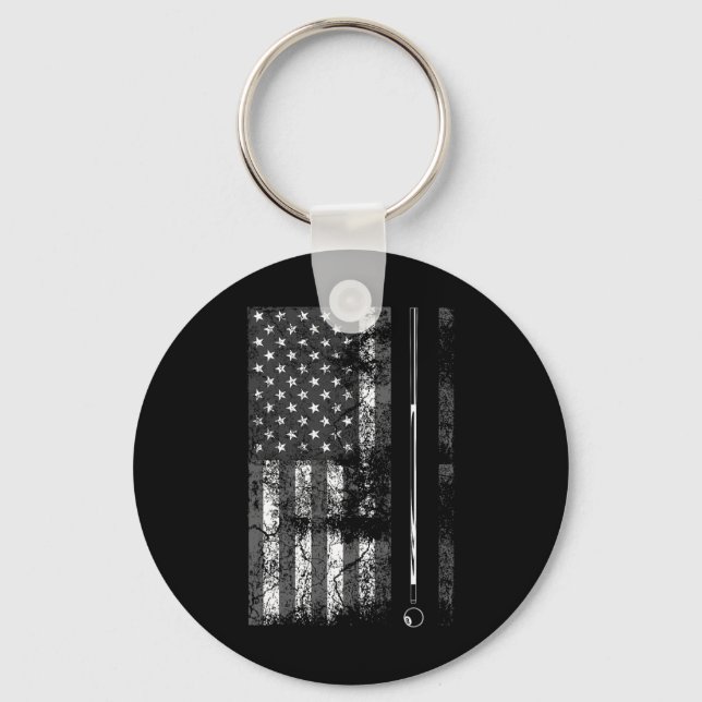 Chaveiro Bandeira Americana Taco de Bilhar Jogo de Mesa Eng (Frente)