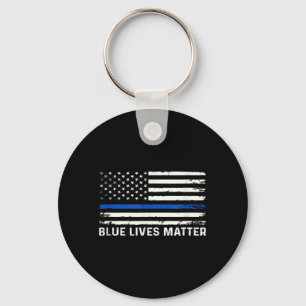 Chaveiro Bandeira Americana Thin Blue Line Vidas Azuis Polí
