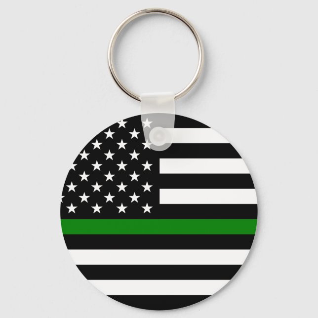 Chaveiro Bandeira Americana Thin Green Line Militares e Vet (Frente)