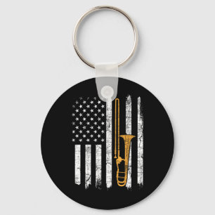 Chaveiro Bandeira Americana Trombone - Trombonista Música A