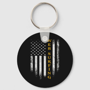 Chaveiro Bandeira Americana Vintage EUA Surfando na Web Sur