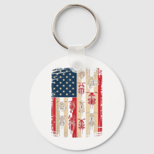 Chaveiro Bandeira Americana Vintage Motoqueiro EUA 4 De