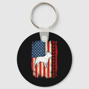 Chaveiro Bandeira americana vintage patriota bulldog francê