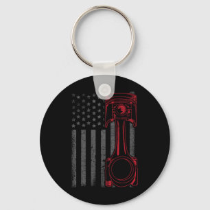 Chaveiro Bandeira Americana Vintage Pistão Carro de Músculo