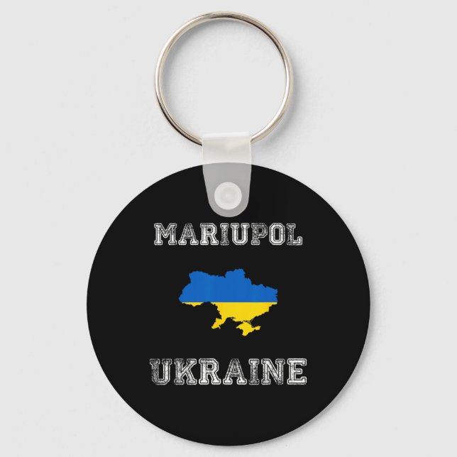 Chaveiro Bandeira Angustiada da Ucrânia Orgulho de Mariupol (Frente)