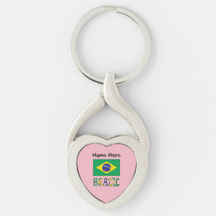 Chaveiro Bandeira Brasileira Nome Personalizado 