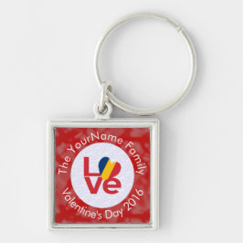 Chaveiro Bandeira Chadiana Letras Vermelhas AMOR Branco no 