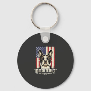 Chaveiro Bandeira Clássica Americana Boston Terrier
