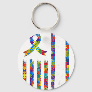 Chaveiro Bandeira da Conscientização do Autismo quebra-cabe