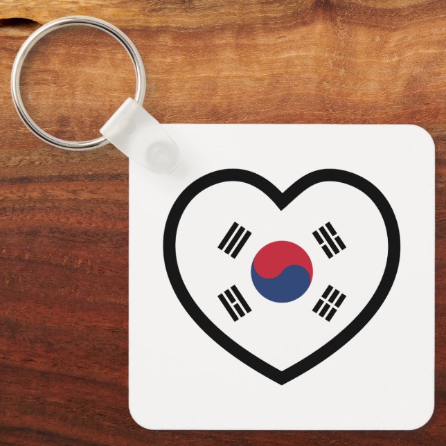 Chaveiro Bandeira da Coreia do Sul Coração (Frente)