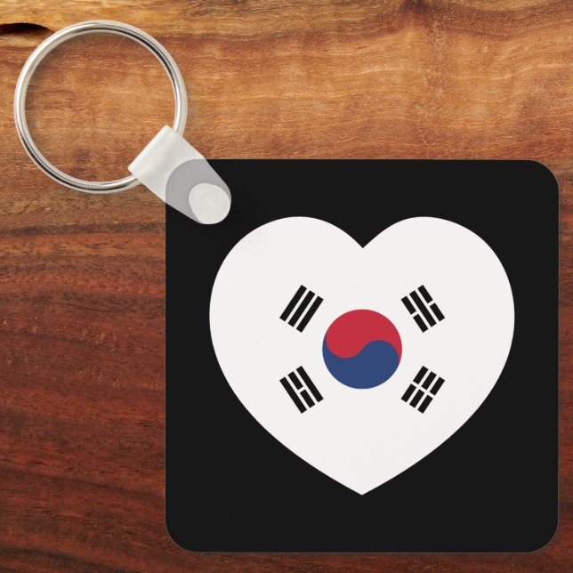 Chaveiro Bandeira da Coreia do Sul Coração (Frente)