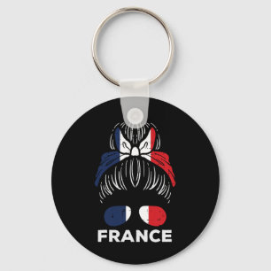 Chaveiro Bandeira da França Garota Francesa Coque Futebol F