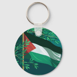 Chaveiro Bandeira da Palestina e oliveira