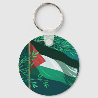 Chaveiro Bandeira da Palestina e oliveira