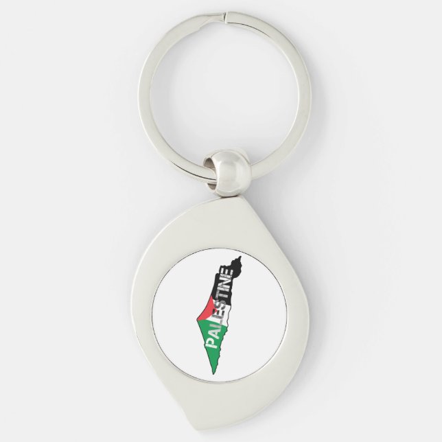 Chaveiro Bandeira da Palestina Livre no Mapa Palestino (Frente)