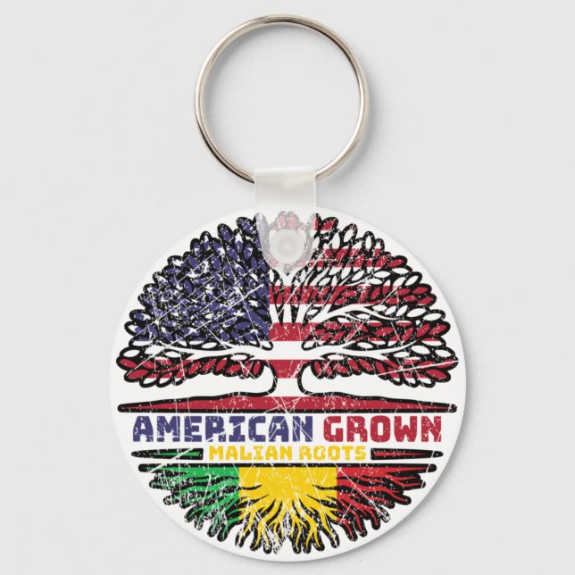 Chaveiro Bandeira das Raízes da Árvore Americana do Mali (Frente)