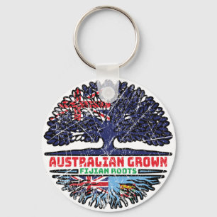 Chaveiro Bandeira das Raízes da Árvore Australiana Fiji Fij