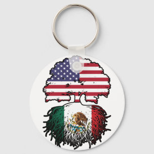 Chaveiro Bandeira das Raízes da Árvore dos EUA mexicano