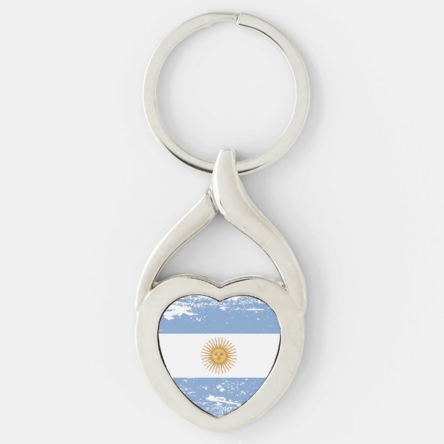 Chaveiro Bandeira de Argentina do Grunge (Frente)
