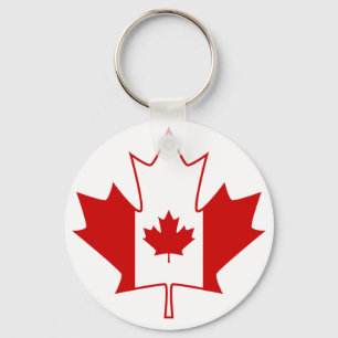 Chaveiro Bandeira de Canadá na folha de bordo - branco