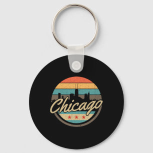 Chaveiro Bandeira de Chicago Skyline Vintage Illinois EUA S