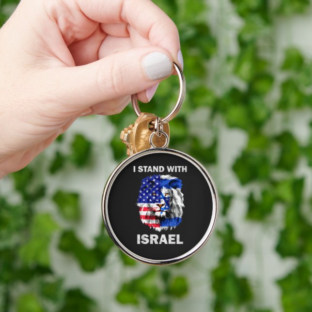 Chaveiro Bandeira de Israel e EUA Leão _ Eu Estou com Israe (Mão)
