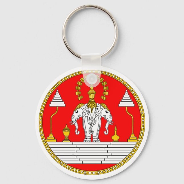 CHAVEIRO BANDEIRA DE LAOS TRÊS ELEFANTE DE CABEÇA (Frente)