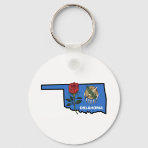 Chaveiro Bandeira de Oklahoma com Rosa de Flor do Estado