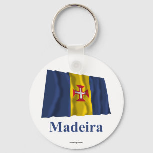 Chaveiro Bandeira de ondulação de Madeira com nome