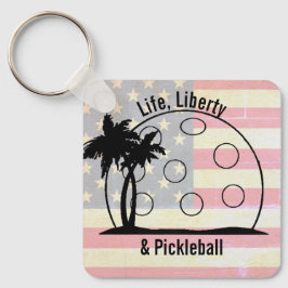 Chaveiro BANDEIRA DESBOTADA Vida Liberdade e Pickleball EUA