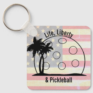 Chaveiro BANDEIRA DESBOTADA Vida Liberdade e Pickleball EUA