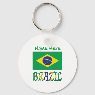 Chaveiro Bandeira do Brasil Personalizada Redonda de Alumín