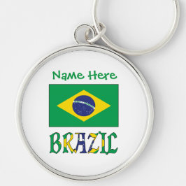 Chaveiro Bandeira do Brasil Redonda em Metal Personalizada