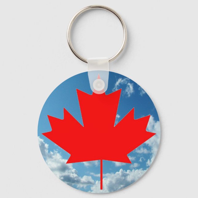 Chaveiro Bandeira do Canadá e céu azul (Frente)