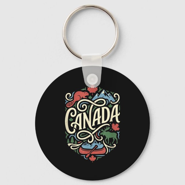 Chaveiro bandeira do Canadá folha de bordo canadense ao ar  (Frente)