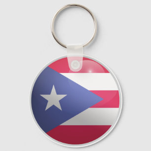 Chaveiro Bandeira do Círculo Glossy em Porto Rico