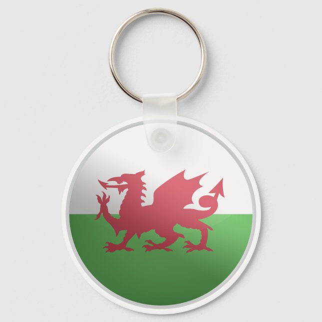 Chaveiro Bandeira do Círculo Glossy Wales (Frente)