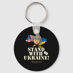Chaveiro Bandeira do Contorno da Ucrânia EUA Zelensky Dog T
