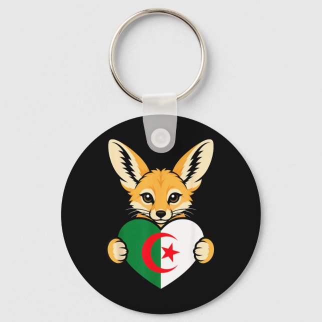 Chaveiro Bandeira do Coração da Raposa Fennec da Argélia Gr (Frente)
