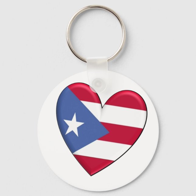 Chaveiro Bandeira do Coração de Porto Rico (Frente)