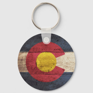Chaveiro Bandeira do estado de Colorado na grão de madeira
