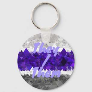 Chaveiro Bandeira do Orgulho Boho Geométrico Mod Retro Grey