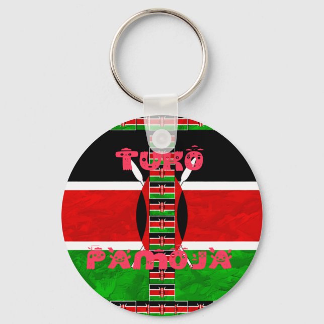 Chaveiro Bandeira do Quênia Tuko Pamoja (Frente)