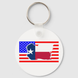 Chaveiro Bandeira do Texas sobre a bandeira dos EUA
