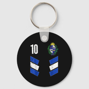 Chaveiro Bandeira do Uruguai Número 10 Fã de Futebol Homens