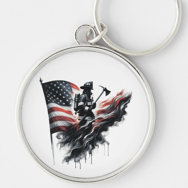 Chaveiro Bandeira dos Estados Unidos. Bombeiro (Frente)