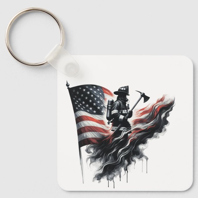 Chaveiro Bandeira dos Estados Unidos. Bombeiro (Frente)