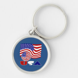 Chaveiro Bandeira dos Estados Unidos EUA Bola de Futebol Az
