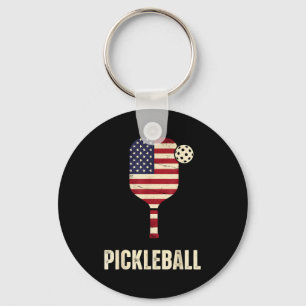 Chaveiro Bandeira dos EUA jogador de pickleball amante de p