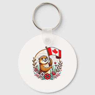 Chaveiro Bandeira engraçada do Groundhog canadense Verão di